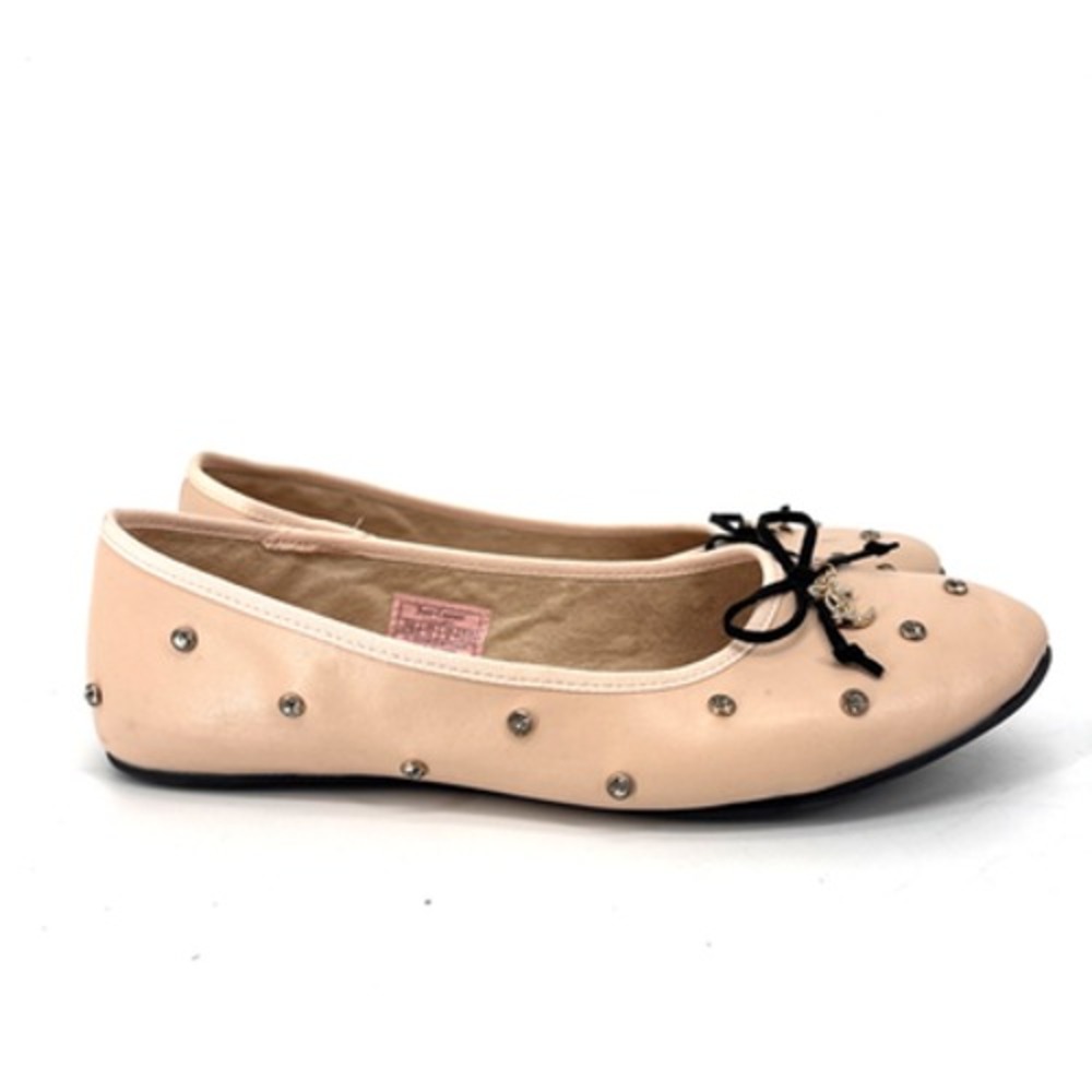 Juicy Couture Ballet Flat 10 Nude Falon2 Rhinestone Studded Bling Faux Leather